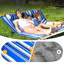 Hamac pour 2 personnes en corde de coton avec coussin en polyester amovible, capacité de 500 lb, conception portative et réglable, sac de rangement inclus, utilisation intérieure / extérieure - bleu-1769454254