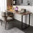 Nut-brown+Black Rectangular Solid Wood+Iron desk-1897451429