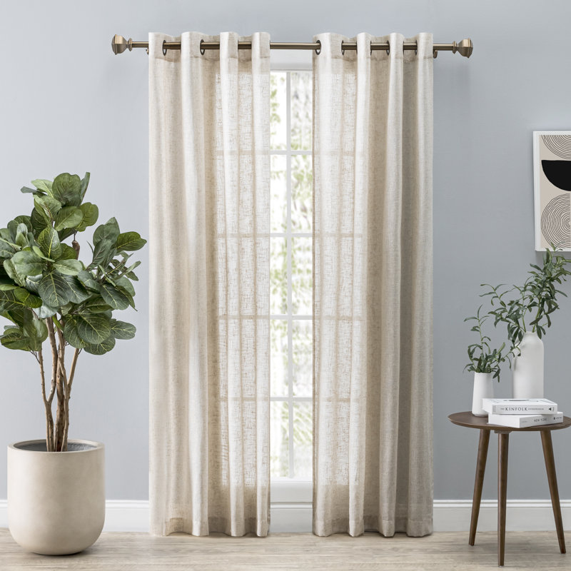 Tahlia Premium Touch of Linen Grommet Curtain Panel, Natural, 52" x 96"