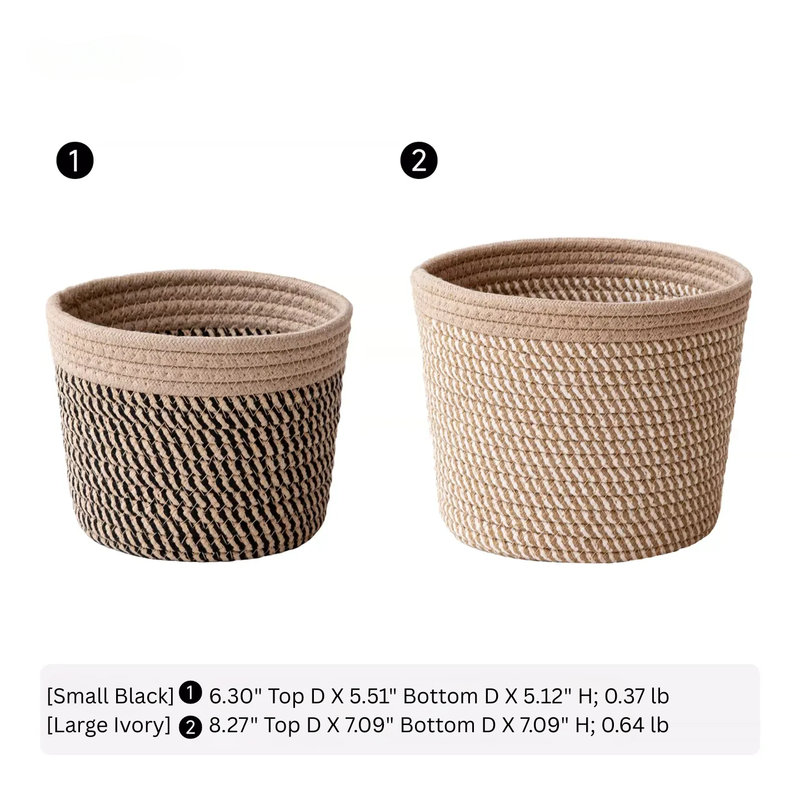 Panier de rangement naturel à tissage croisé, Grand ivoire