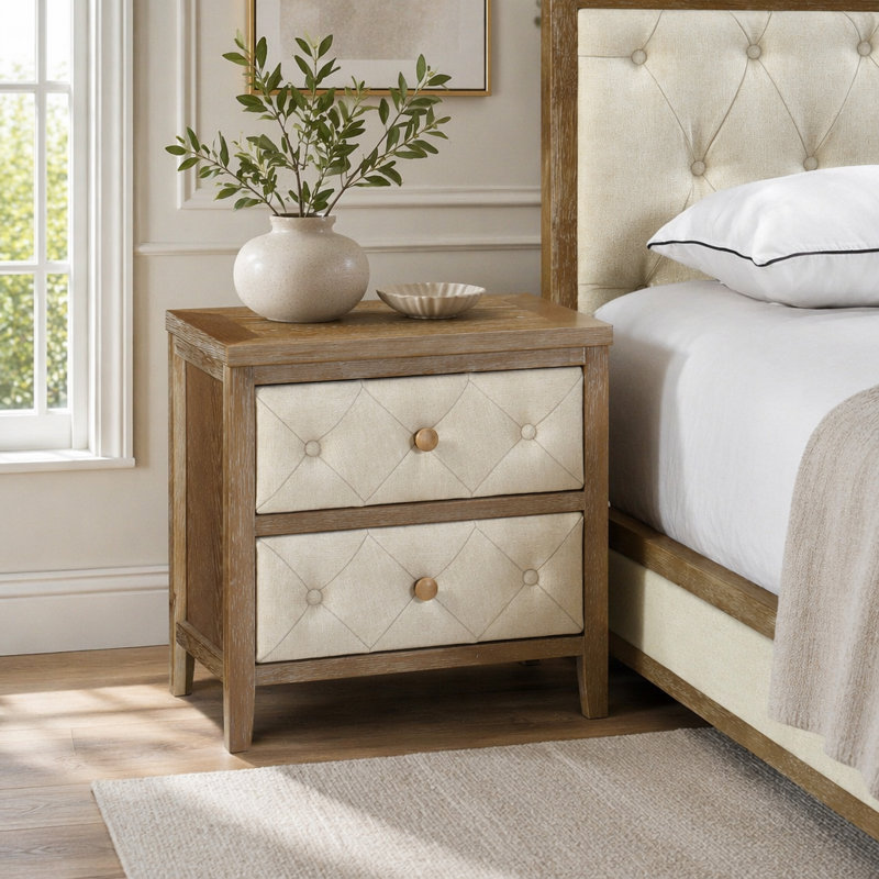 Magnifique table de chevet à finition noyer avec 1 tiroir conçu pour façades de meubles de chambre à coucher modernes, Walnut