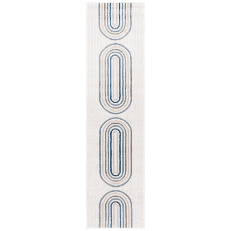 Tapis Saylor 114 ivoire / gris-bleu, Tapis de couloir 2 pi x 8 pi