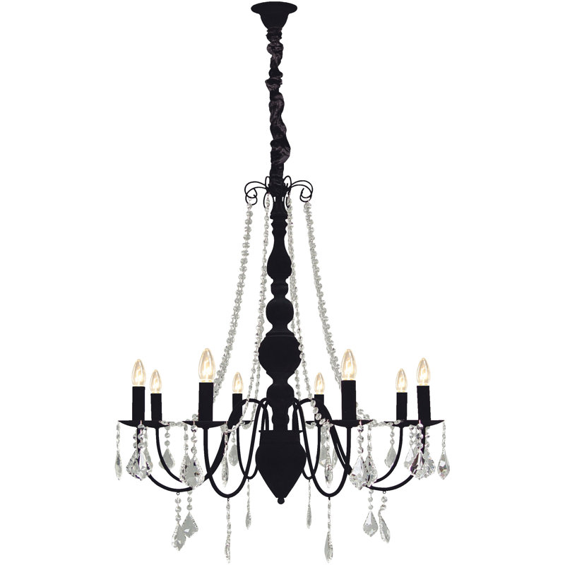 Cogburn 8 - Light Candle Style Chandelier, Black