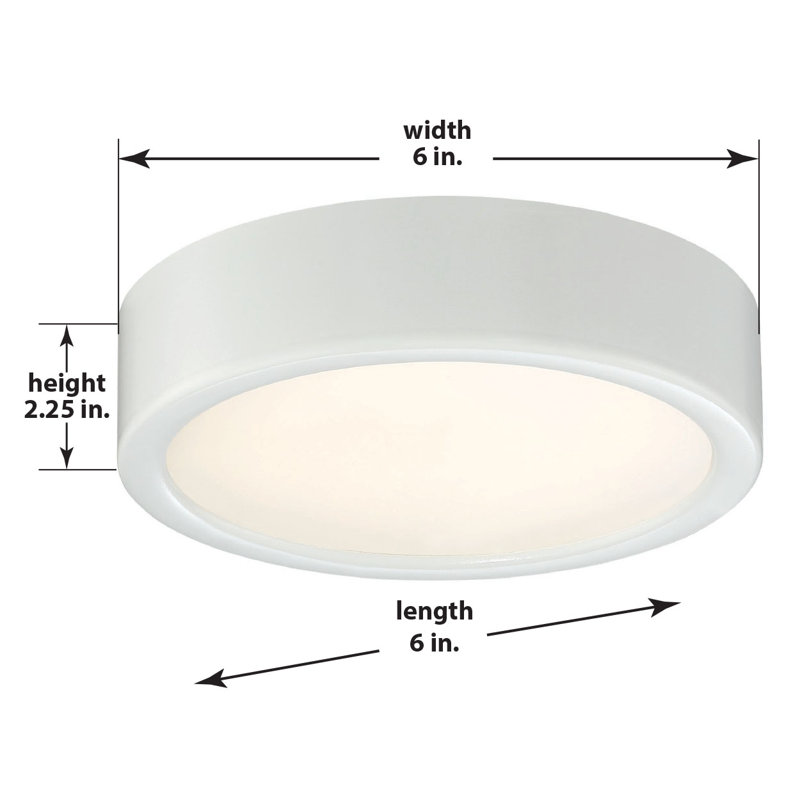 Hilmar Glass LED Flush Mount, White, 2.25" H x 6" W x 6" D