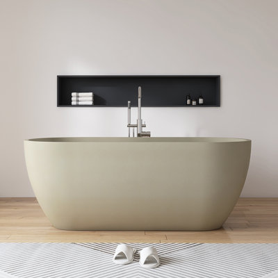 63" x 31" Freestanding Terrazzo Tub Soaking Solid Surface Bathtub