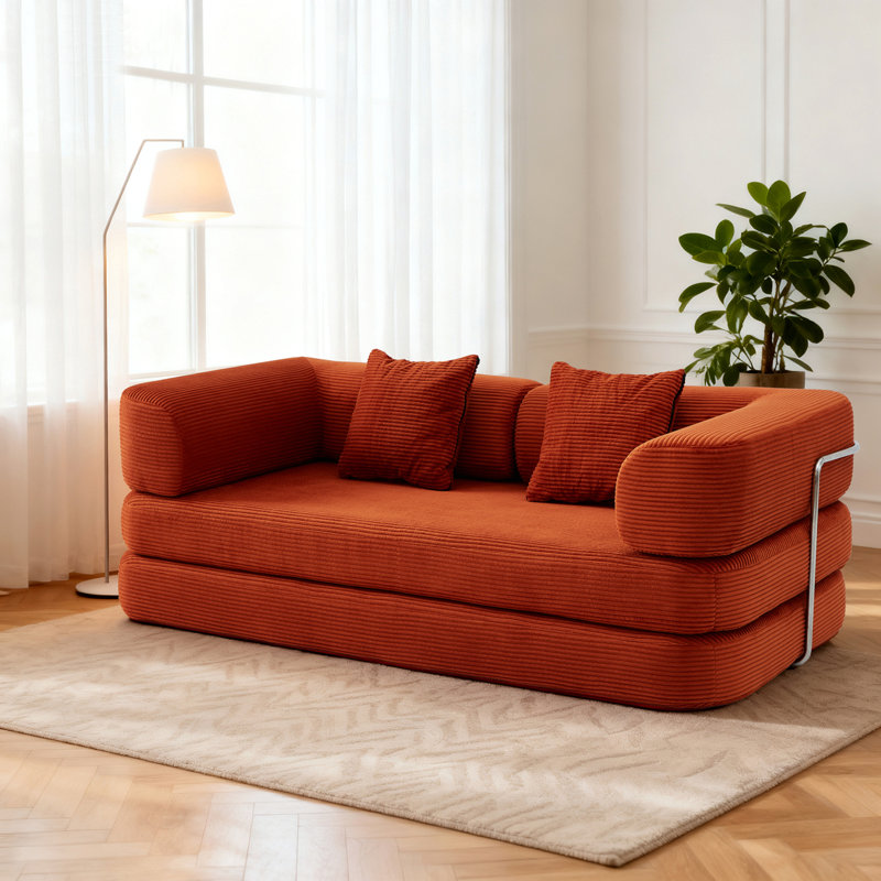 Canapé-lit convertible au sol avec coussin convertible, Rouge