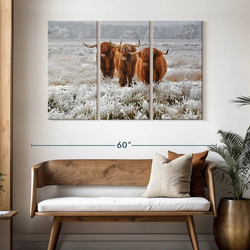 Brampt trio de vaches Highland, H 32 po x l 50 po