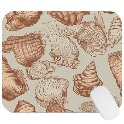 Beach and Coastal Seashells IV Nautical Gaming Cute Office Laptop Desk Pad Gift Mat Square Rectangle Non-Slip Mousepad