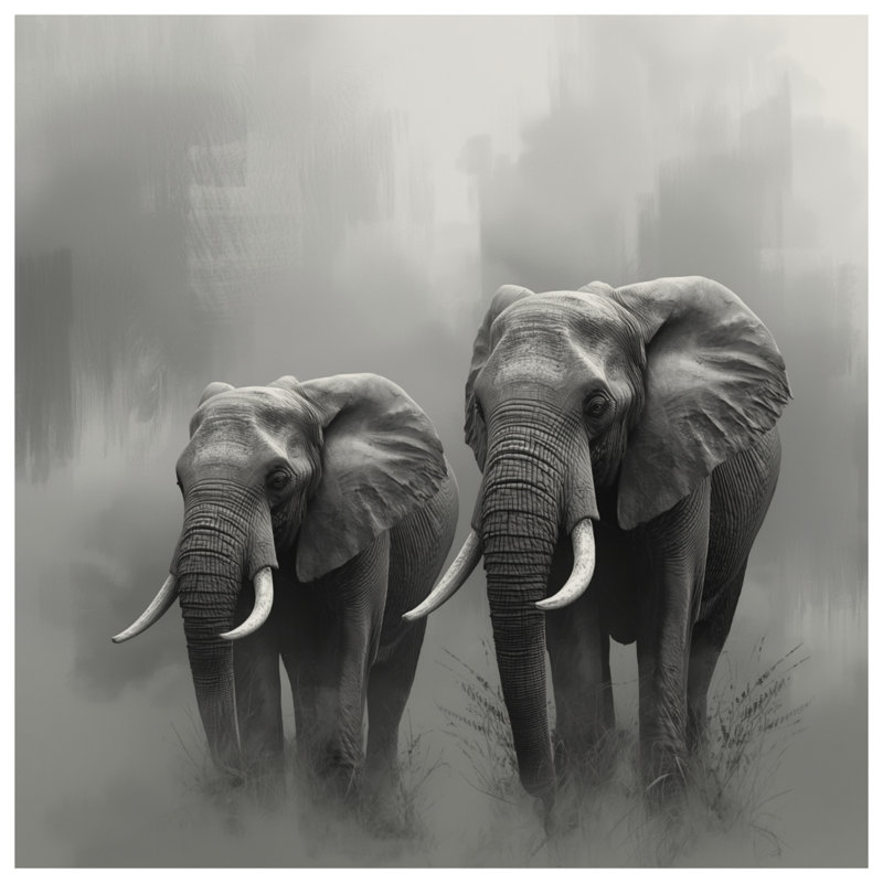 Deux rideaux de douche deux éléphants d'Afrique très longs, 70in W x 72in H