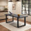 Black solid wood dining table rectangular home