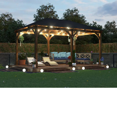 Dunster House - Wooden Garden Gazebo 5m x 3m Heavy Duty With Roof Shingles Included - Leviathan Range