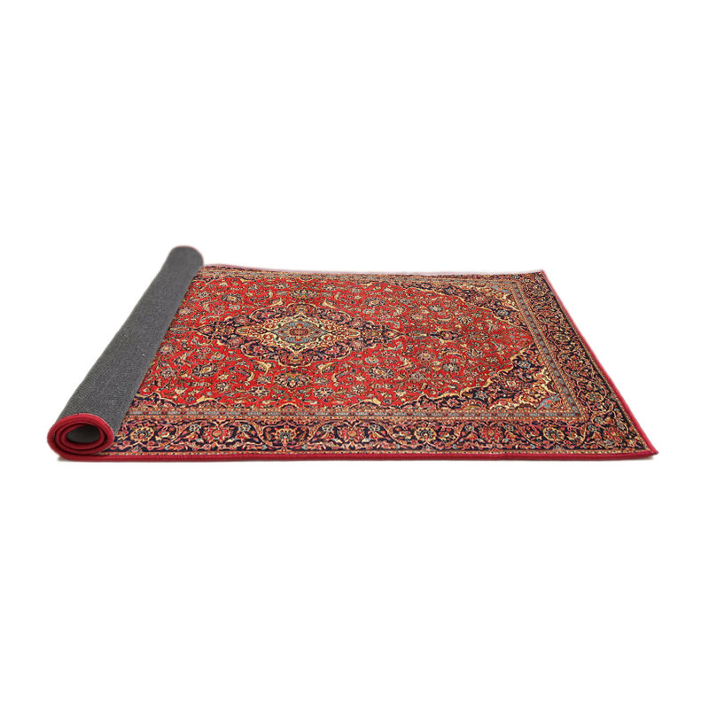 Tapis rouge/beige/noir traditionnel ooper, Rond 3 pi