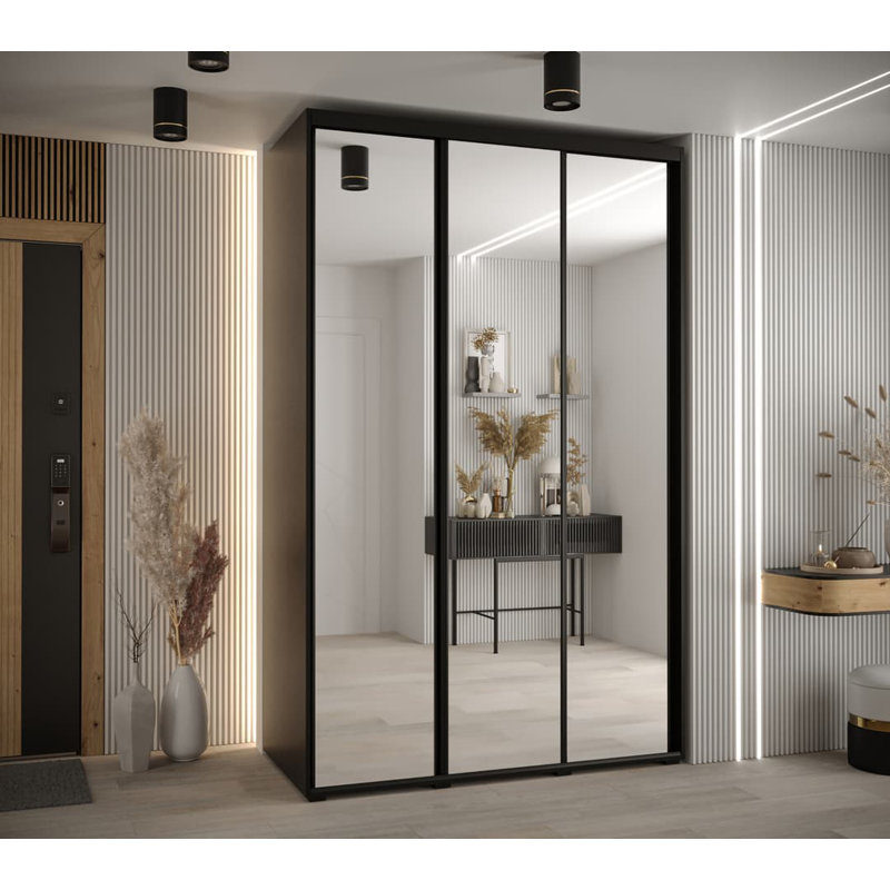 Azavian 2 Door Manufactured Wood Wardrobe, Black