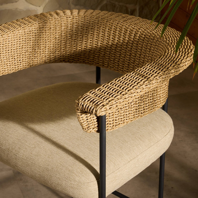 Carrie Outdoor Bar Stool, Beige, 26", Brown