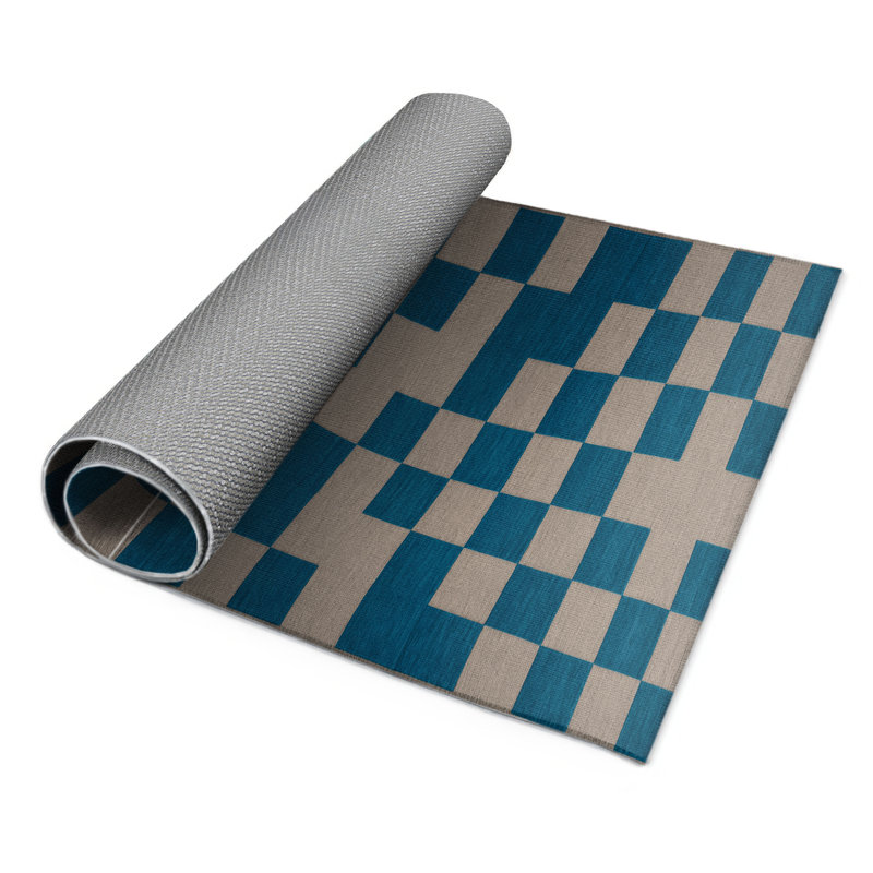 Tapis d'intérieur et d'extérieur à carreaux vert, Rectangulaire 2 pi x 3 pi