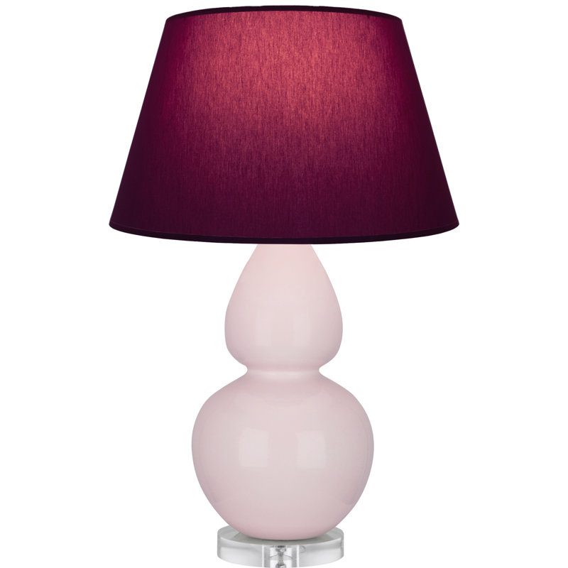 Double Gourd Table Lamp, Navy with Gray Lining, Sugar Plum Glazed/Silver