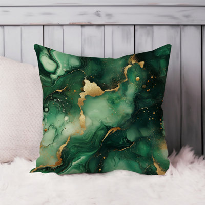 Abstract Green Marble Geode Pattern - VI Modern Throw Pillow Cover