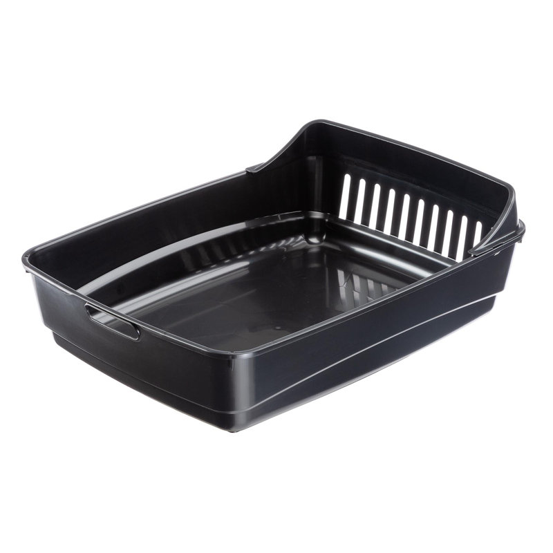 Red Plastic Open Cat Litter Box with Sieve and Guard