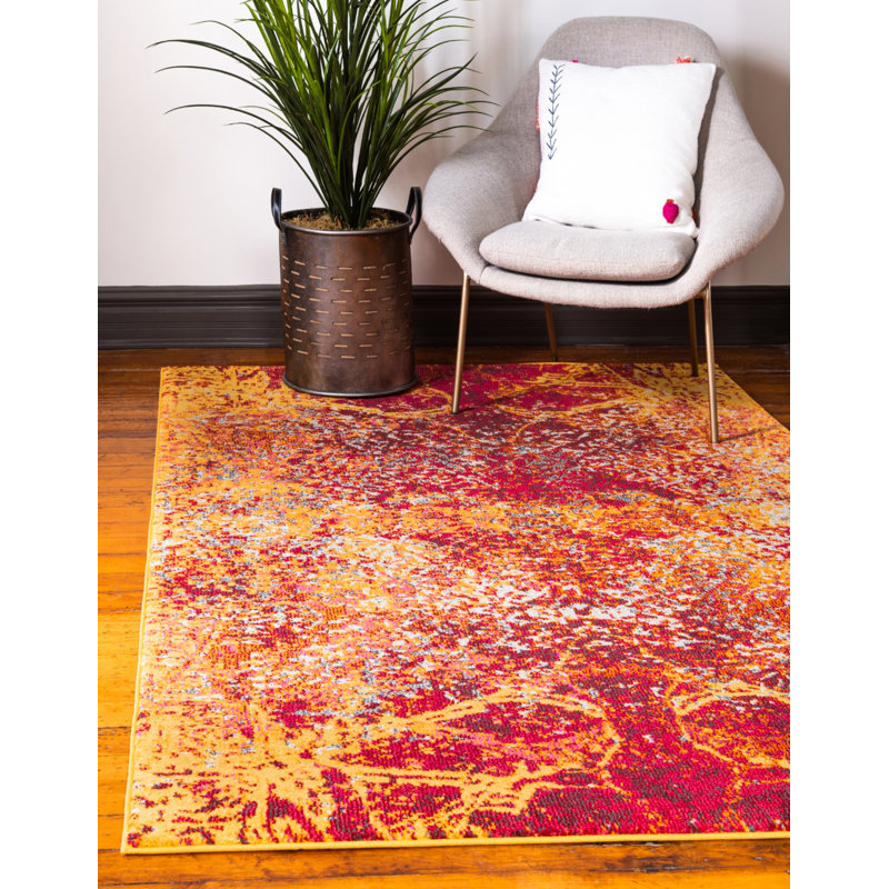 Eddins Washable Abstract Indoor Rug, Rectangle 7'1" x 10'