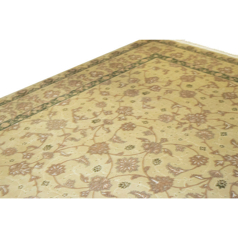 Hand Knotted Wool Area Rug in Gold