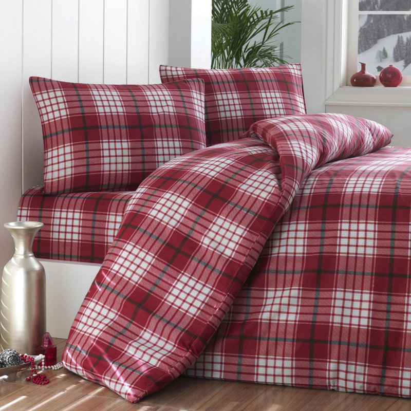 Ensemble de housse de couette Summer, Rouge / blanc, Housse de couette 61 po x 79 po + 1 taie d'oreille