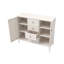 Buffet de rangement 40,16 po, console décorative en acier avec 4 tiroirs et tablettes réglables, beige