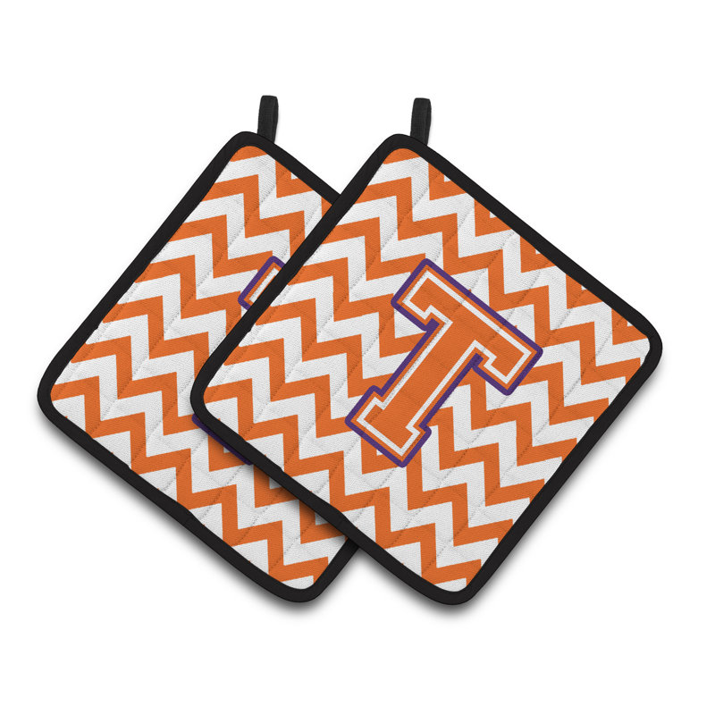 Caroline's Treasures Polyester Potholder, T, Orange/Regalia