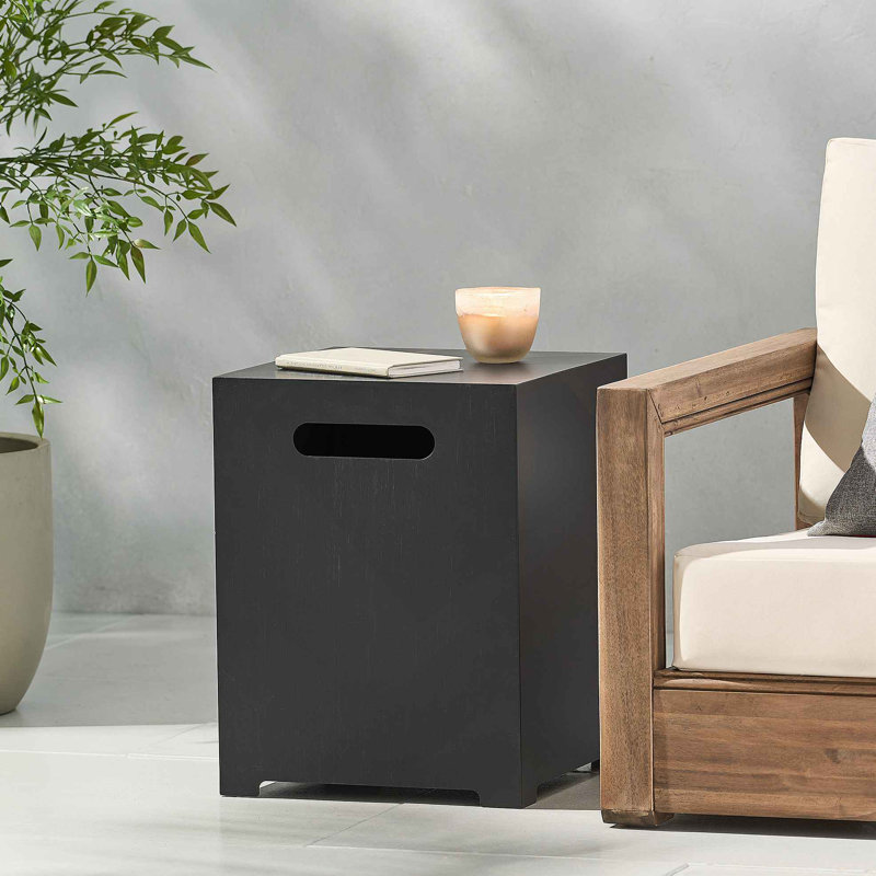 Couvercle de réservoir de propane carré en métal et table d'appoint par Real Flame
