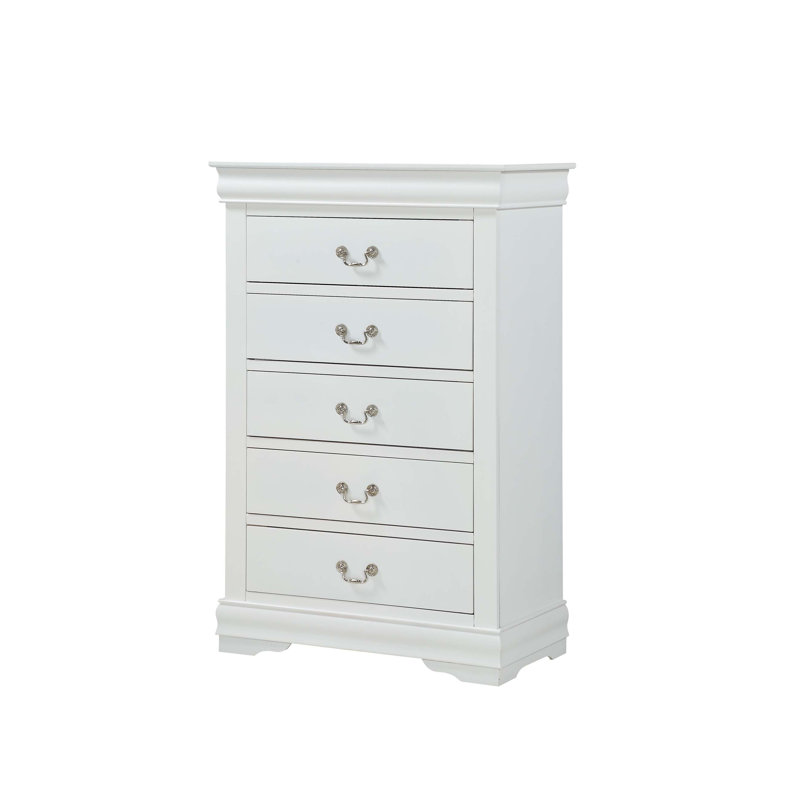 Armoire de rangement élégante et contemporaine à 1 tiroir avec 5 tiroirs Louis Philip, Blanc