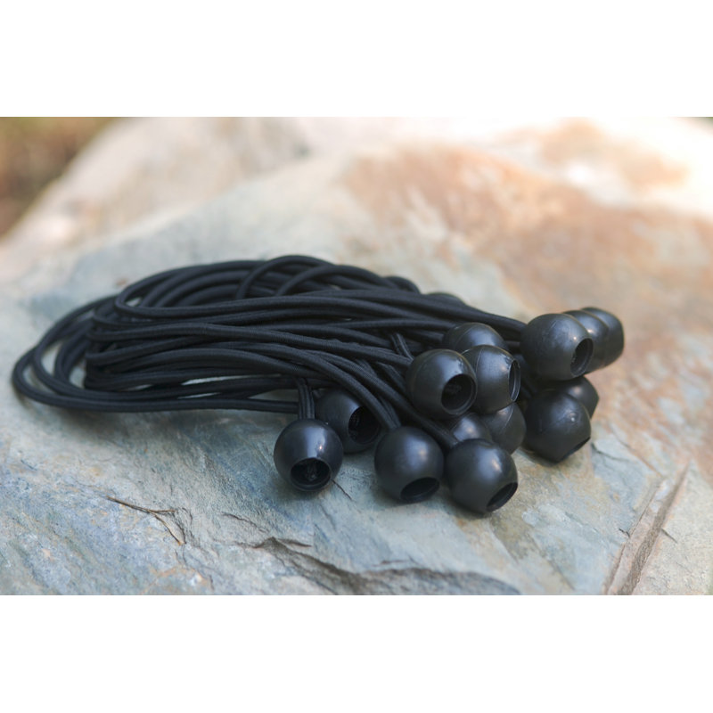Corde élastique de 8 pouces, corde tendue de 16 pouces et boule en plastique de 3/4 de pouce, paquet de 50, Noir