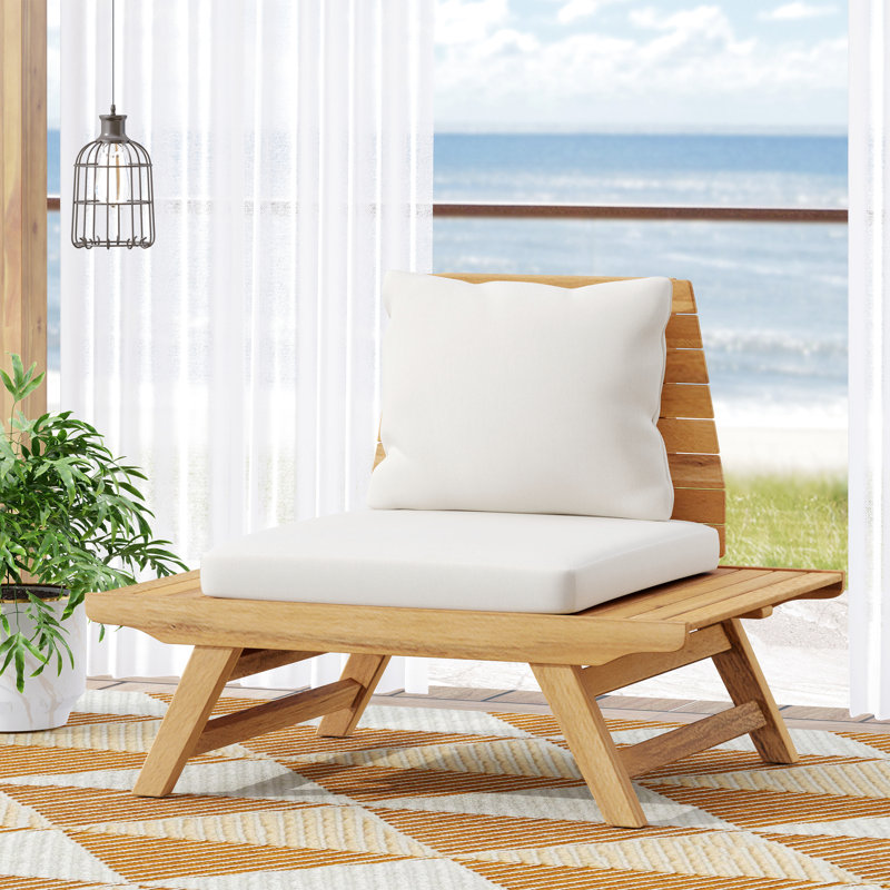 Outdoor Seating Made Of Wood - Weather- Padding For Durability Slatted Club Chair With Features And Comfortable Cushions