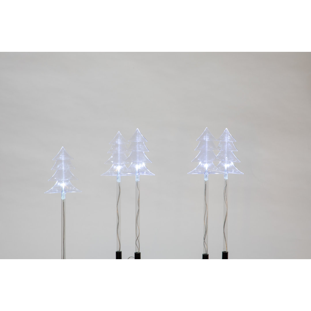 Set Of 5 Green Christmas Tree Stake Lights