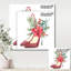 Chaussures à talons en daim rouges avec décor floral de Noël - peinture sur toile-59917068-59917073