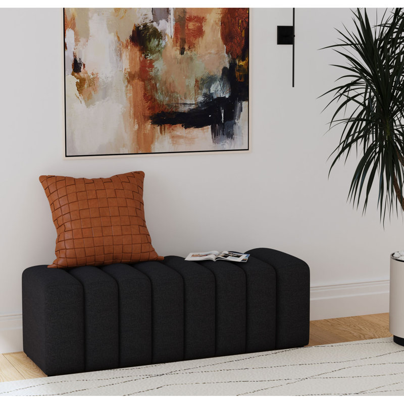 Banc rembourré en tissu capitonné, gris anthracite, Gris anthracite