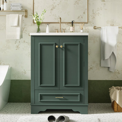 Meuble-lavabo autoportant moderne 24 po avec lavabo en céramique 24 po
