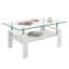 Table basse rectangulaire avec tablette de rangement et plateau en verre trempé-142316850-142316851
