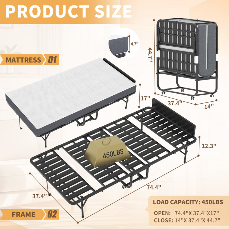 Heavy Duty Black Classic Farmhouse，12”Underbed Clearance ,Premium Steel Slat Mattress Foundation With Storage,