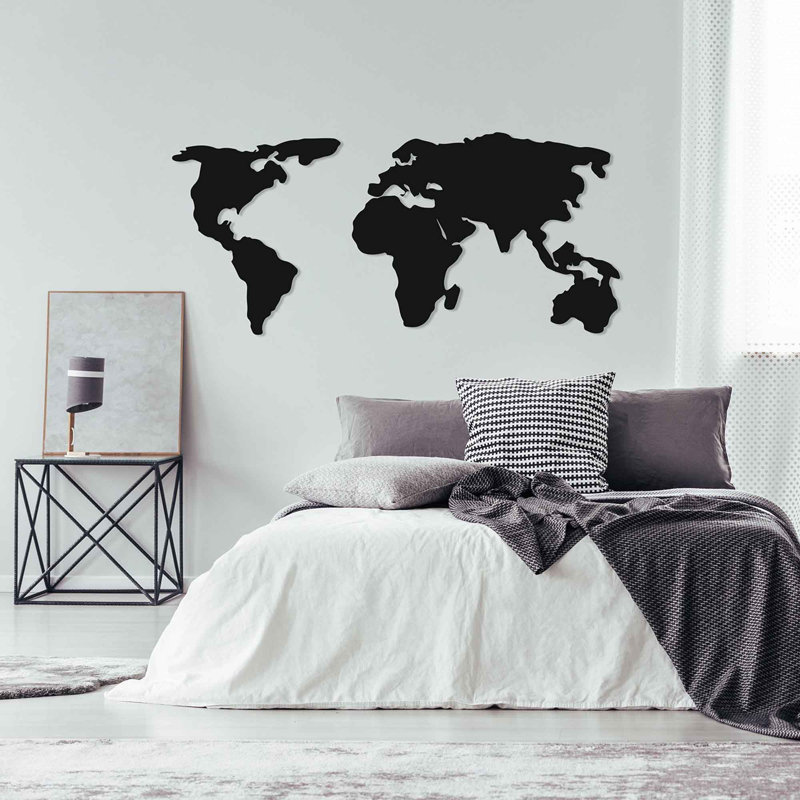 Industrial Abstract Wall Decor on Metal, 85cm H x 170cm W x 0.2cm D, Black
