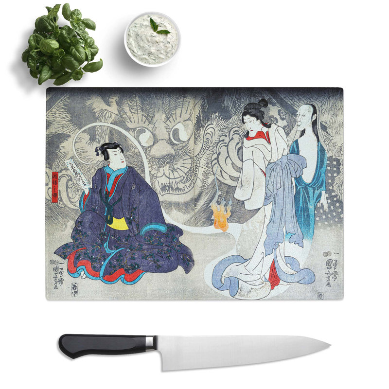 Tempered Glass Scene From a Ghost Story by Utagawa Kuniyoshi Chopping Board, 39 cm x 28.5 cm