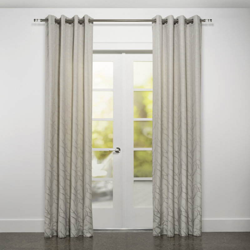 Panneau de rideau simple semi-transparent Lustig, Gris