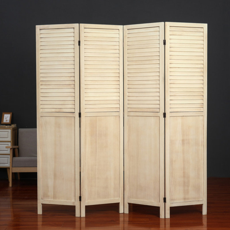 Paravent 70 pouces à 4 panneaux en bois naturel - Paravent rustique pour la maison et le bureau