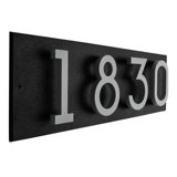 Floating Stand-Off 4-Number Horizontal Sign, Black /W/ Silver Modern Font Numbers