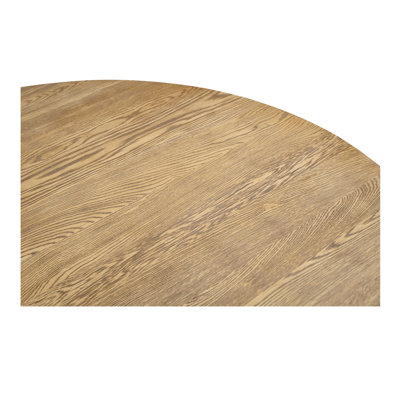 Table de salle à manger, plateau rond, chêne brossé massif, plateau double couche avec base en fer V-Groove, sièges 6, naturel