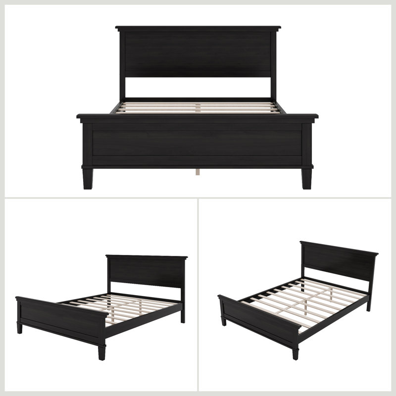 Bed Frame Platform with Headboard, Queen, Charcoal Black