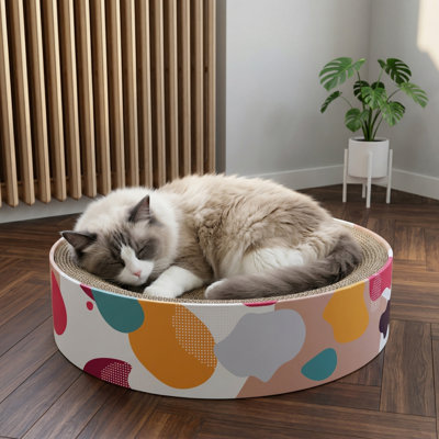 Lit à griffer ovale pour chat, protecteur de meubles en carton de 17 po x 13 po