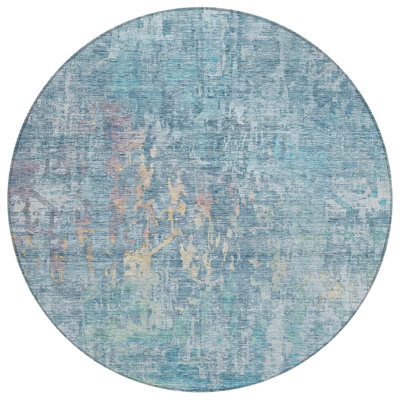 Lunisse Blue Washable Indoor-Outdoor Rug - LOOMLAN