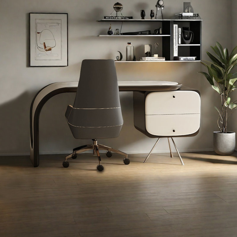 Italian style light luxury desk with book chair