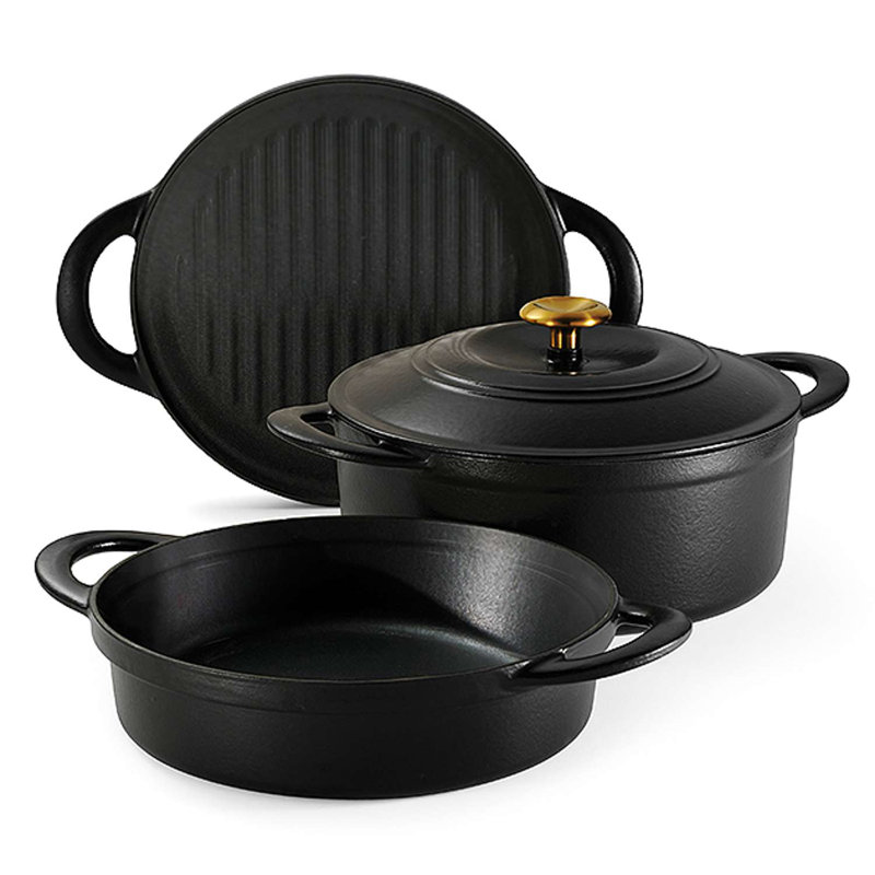 Tramontina 4 Pcs. Enamelled Cast Iron Nesting Cookware Set 26 cm, Black