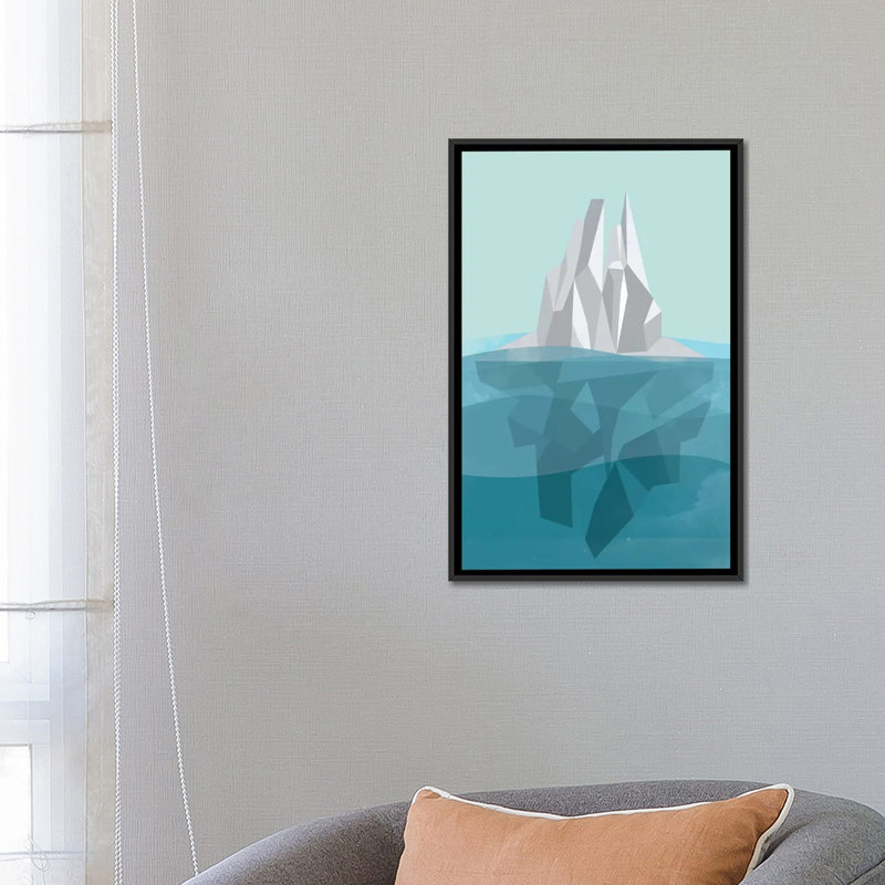 « iceberg », impression sur toile tendue, H 26 po x l 18 po x P 1,5 po, Toile avec cadre noir, Pas de tapis