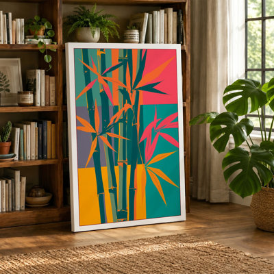 Geometric Bamboo Study Mid-Century - Wrapped Canvas